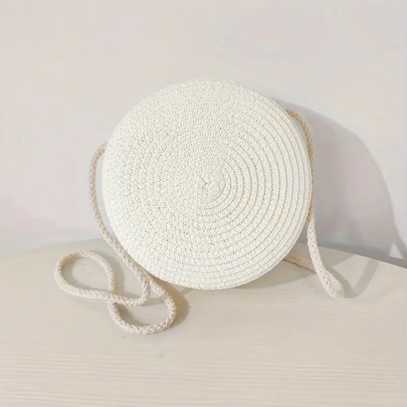 Round Woven Straw Mini Bags, Cute Style Paper Material Handheld Crossbody - Picture 3 of 5